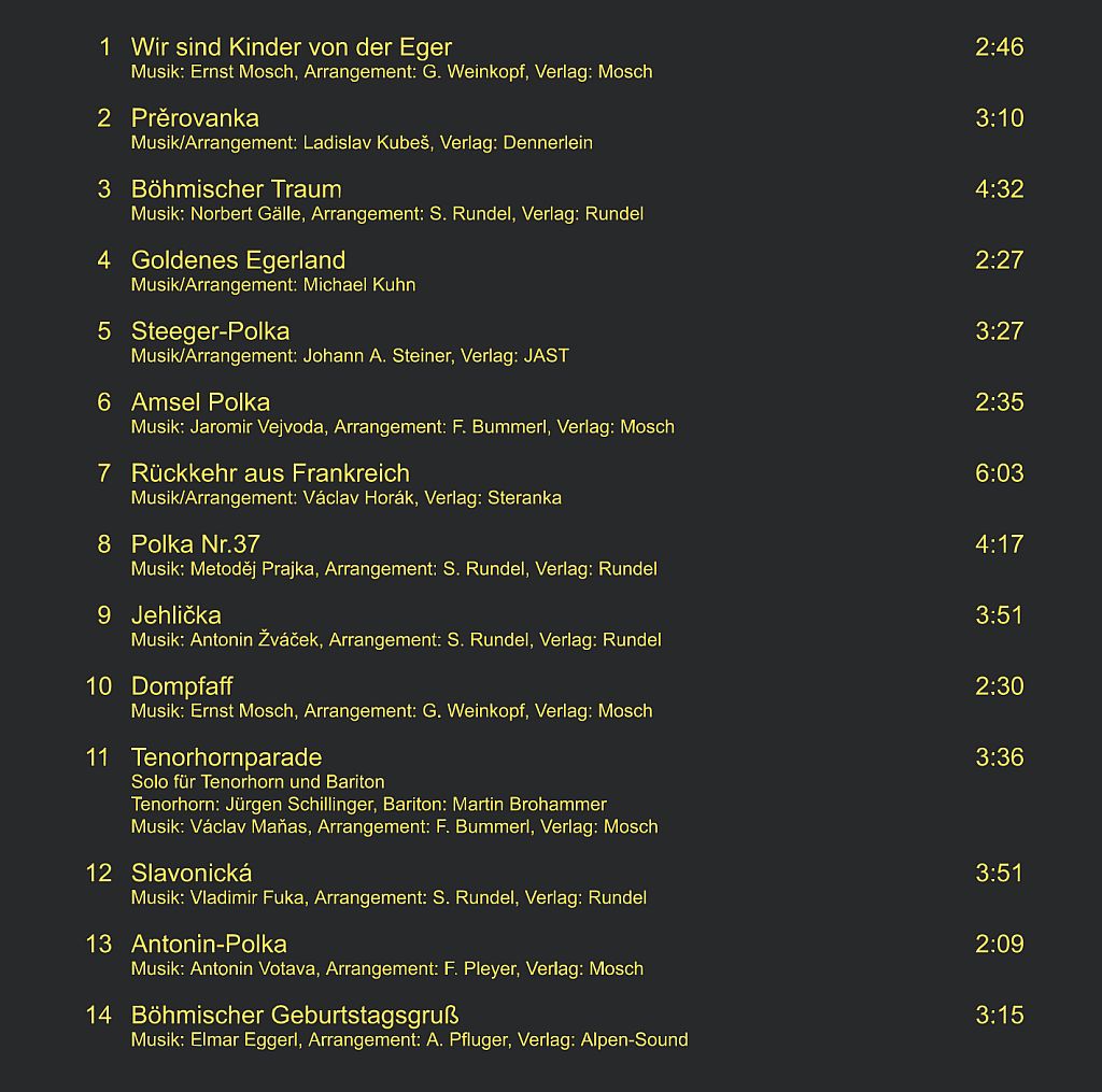 CD-"Böhmische Polkatrümpfe" der Blaskapelle "Egerländer Gold"